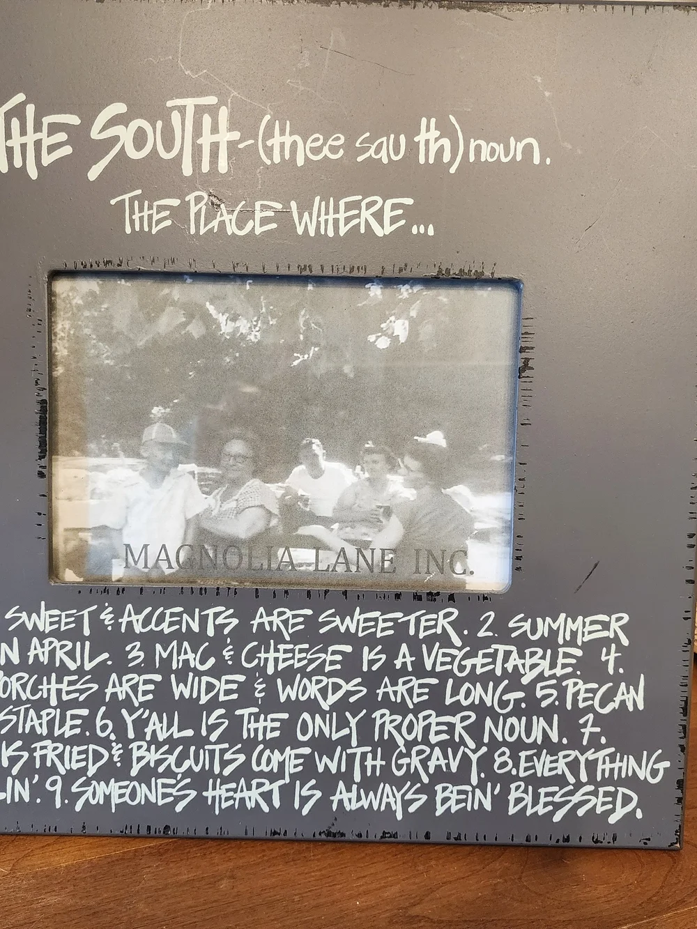 'The South' Gray Decorative Photo Frame Quote Sweet Tea